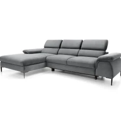 Garnero Arredamenti Divani Angolari|Divani Letto-Divano letto regolabile angolare sinistra 4 posti 288x182cm tessuto grigio chiaro Loungey Tessuto Vellutato Vogue Grigio Chiaro