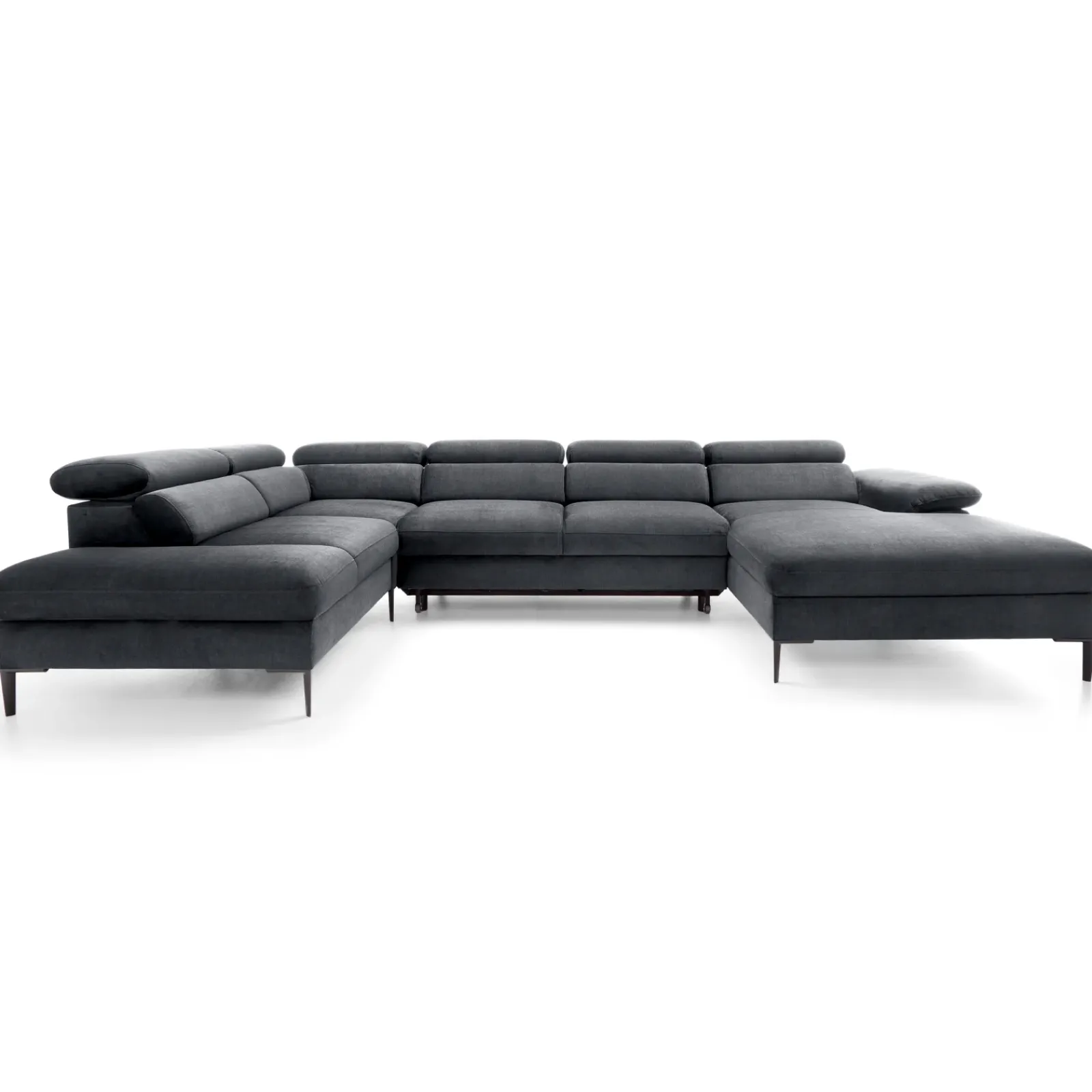 Garnero Arredamenti Divani Angolari|Divani Letto-Divano letto regolabile angolare sinistro 5 posti 353x214cm tessuto grigio scuro Calmora Tessuto Vellutato Vogue Grigio Scuro