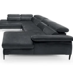 Garnero Arredamenti Divani Angolari|Divani Letto-Divano letto regolabile angolare sinistro 5 posti 353x214cm tessuto grigio scuro Calmora Tessuto Vellutato Vogue Grigio Scuro