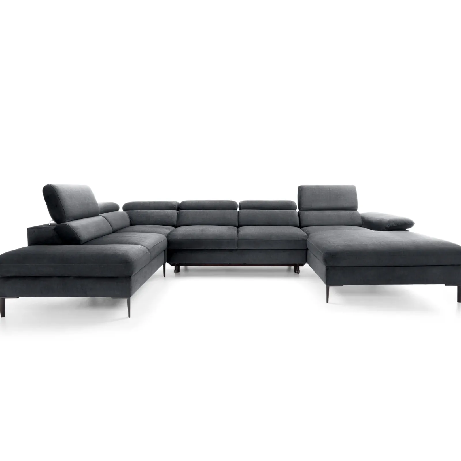 Garnero Arredamenti Divani Angolari|Divani Letto-Divano letto regolabile angolare sinistro 5 posti 353x214cm tessuto grigio scuro Calmora Tessuto Vellutato Vogue Grigio Scuro