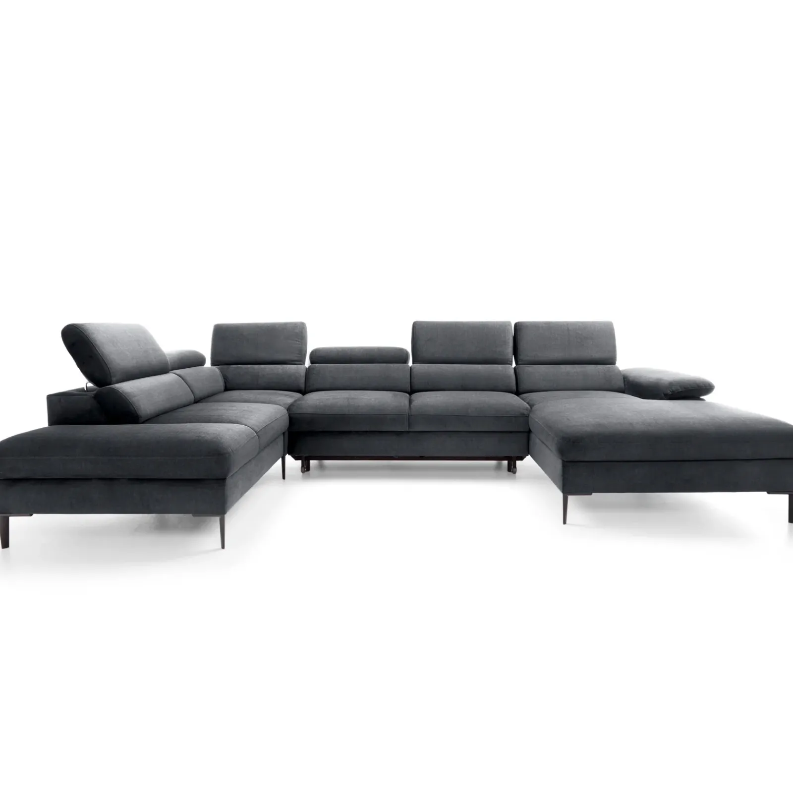 Garnero Arredamenti Divani Angolari|Divani Letto-Divano letto regolabile angolare sinistro 5 posti 353x214cm tessuto grigio scuro Calmora Tessuto Vellutato Vogue Grigio Scuro