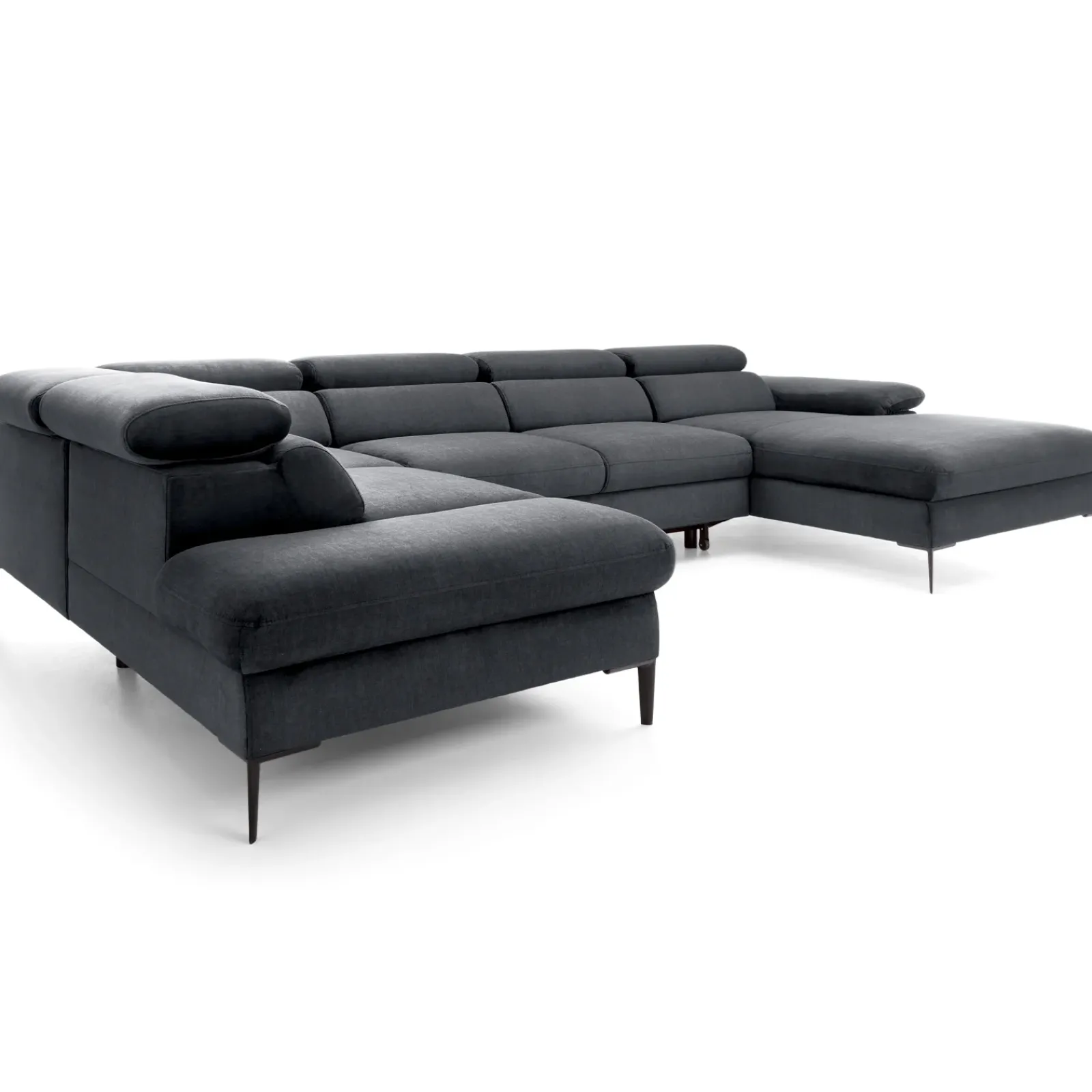 Garnero Arredamenti Divani Angolari|Divani Letto-Divano letto regolabile angolare sinistro 5 posti 353x214cm tessuto grigio scuro Calmora Tessuto Vellutato Vogue Grigio Scuro