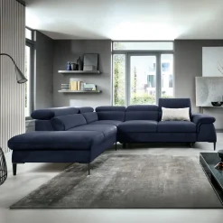 Garnero Arredamenti Divani Angolari|Divani Letto-Divano letto regolabile angolare sinistra 5 posti 280x214cm tessuto blu Snuggity Tessuto Vellutato Vogue Blu