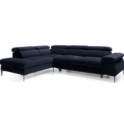 Garnero Arredamenti Divani Angolari|Divani Letto-Divano letto regolabile angolare sinistra 5 posti 280x214cm tessuto blu Snuggity Tessuto Vellutato Vogue Blu