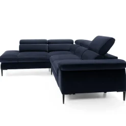 Garnero Arredamenti Divani Angolari|Divani Letto-Divano letto regolabile angolare sinistra 5 posti 280x214cm tessuto blu Snuggity Tessuto Vellutato Vogue Blu