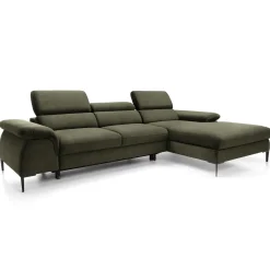 Garnero Arredamenti Divani Angolari|Divani Letto-Divano letto regolabile angolare destra 4 posti 288x182cm tessuto verde oliva Loungey Tessuto Vellutato Vogue Verde Oliva