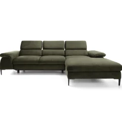 Garnero Arredamenti Divani Angolari|Divani Letto-Divano letto regolabile angolare destra 4 posti 288x182cm tessuto verde oliva Loungey Tessuto Vellutato Vogue Verde Oliva