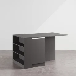 Garnero Arredamenti Isole Cucina-Isola cucina centrale 160x90cm 2 ante e vani antracite opaco con piano grigio effetto pietra Gourmet Antracite - Grigio pietra