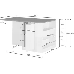 Garnero Arredamenti Isole Cucina-Isola cucina centrale 160x90cm 2 ante e vani antracite opaco con piano grigio effetto pietra Gourmet Antracite - Grigio pietra