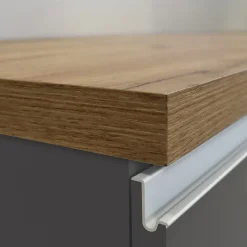 Garnero Arredamenti Isole Cucina-Isola cucina centrale 155x90cm 3 ante grigio antracite opaco con piano rovere Gourmet Antracite - Rovere