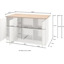 Garnero Arredamenti Isole Cucina-Isola cucina centrale 155x90cm 3 ante antracite opaco con piano grigio effetto pietra Gourmet Antracite - Grigio pietra