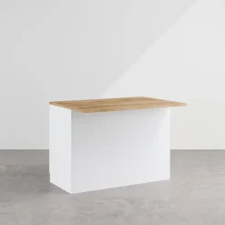 Garnero Arredamenti Scaffali E Dispense|Isole Cucina-Isola cucina centrale 125x90cm bianco piano rovere Gourmet Bianco Lucido - Rovere