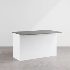 Garnero Arredamenti Isole Cucina-Isola cucina centrale 155x90cm 3 ante bianco laccato con piano grigio effetto pietra Gourmet Bianco Lucido - Grigio pietra