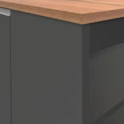 Garnero Arredamenti Isole Cucina-Isola cucina centrale 160x90cm 2 ante e vani antracite opaco con piano rovere Gourmet Antracite - Rovere