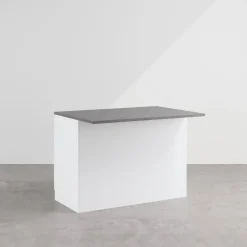 Garnero Arredamenti Scaffali E Dispense|Isole Cucina-Isola cucina centrale 125x90cm bianco piano grigio pietra Gourmet Bianco Lucido - Grigio pietra