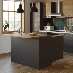 Garnero Arredamenti Scaffali E Dispense|Isole Cucina-Isola cucina centrale 125x90cm antracite piano rovere Gourmet Antracite - Rovere