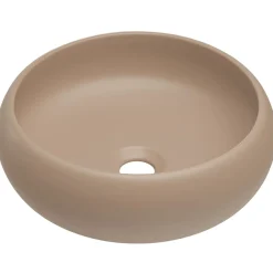 Garnero Arredamenti Lavabi Bagno-Lavabo bagno da appoggio 36x36cm ceramica cappuccino Roll Beige