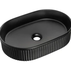 Garnero Arredamenti Lavabi Bagno-Lavabo bagno da appoggio 48x33cm ceramica cannettato Griffy Nero