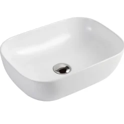 Garnero Arredamenti Lavabi Bagno-Lavabo bagno da appoggio 46x32cm in ceramica bianco lucido Frejus