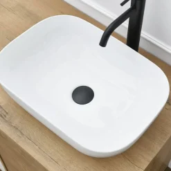 Garnero Arredamenti Lavabi Bagno-Lavabo bagno da appoggio 46x32cm in ceramica bianco lucido Frejus
