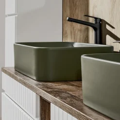 Garnero Arredamenti Lavabi Bagno-Lavabo bagno da appoggio 61x38cm ceramica verde Roundy