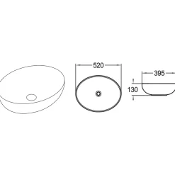 Garnero Arredamenti Lavabi Bagno-Lavabo bagno da appoggio 52x40cm ceramica nero oro Limpid