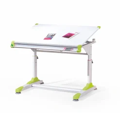 Garnero Arredamenti Scrivanie Per Ragazzi-Lavagna per bambini regolabile 100x84cm bianco verde/rosa Michigan