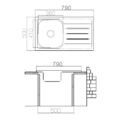 Garnero Arredamenti Elettrodomestici-Lavello da incasso 79x50cm 1 vasca sinistra acciaio inox con gocciolatoio Asilcrome