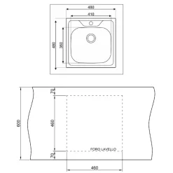 Garnero Arredamenti Elettrodomestici-Lavello da incasso 48x48cm a pozzetto 1 vasca acciaio inox Prokit