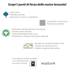 Garnero Arredamenti Set Lenzuola|Set Lenzuola-Lenzuolo francese con angoli in cotone bio 140x200cm bianco Rolla