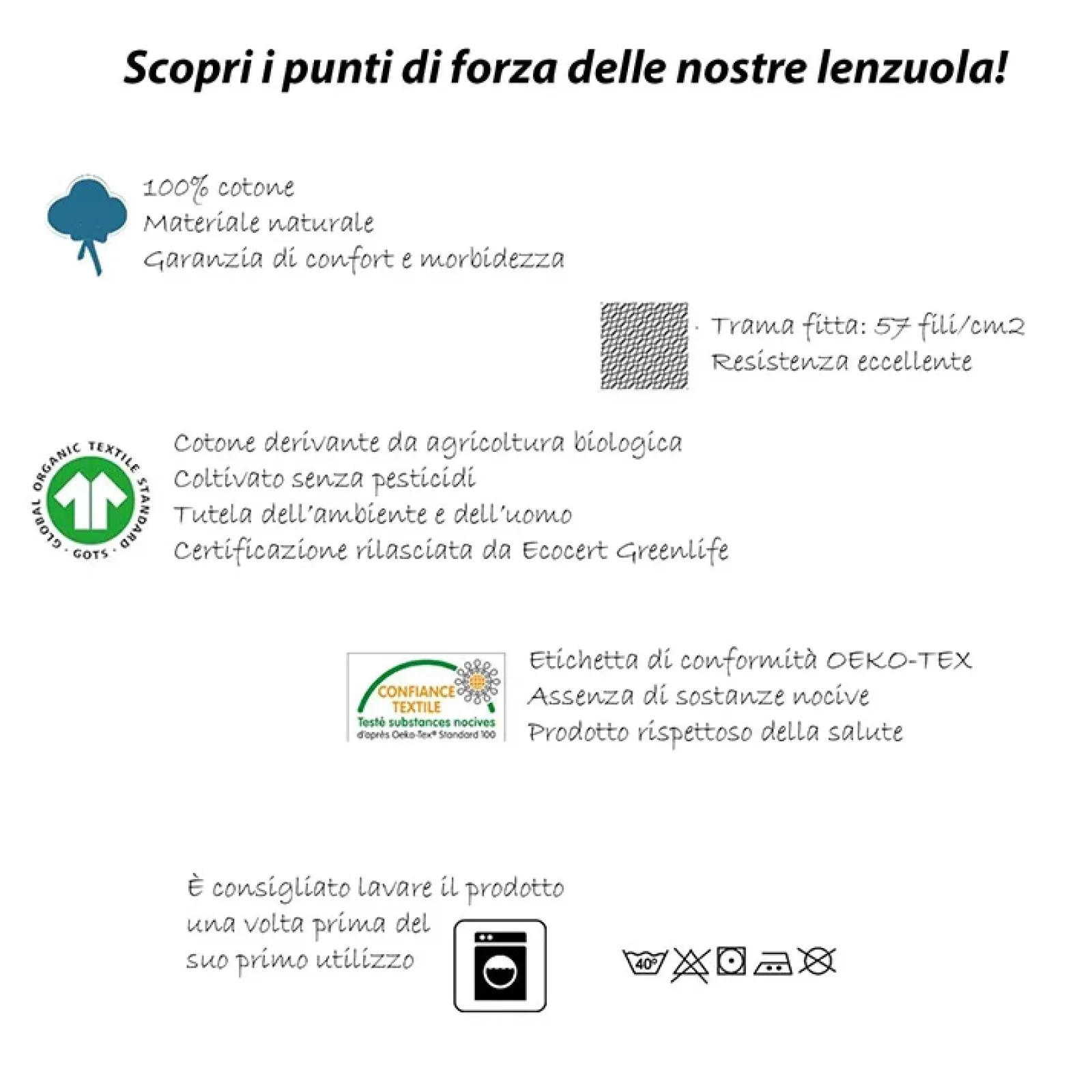 Garnero Arredamenti Set Lenzuola|Set Lenzuola-Lenzuolo oversize con angoli in cotone bio 180x200cm bianco Rolla