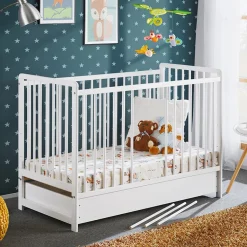 Garnero Arredamenti Letti Per Bambini E Ragazzi|Letti Per Bambini E Ragazzi-Lettino con materasso bambini neonati culla cassetto 65x124cm bianco Destiny