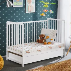 Garnero Arredamenti Letti Per Bambini E Ragazzi|Letti Per Bambini E Ragazzi-Lettino con materasso bambini neonati culla cassetto 65x124cm bianco Destiny