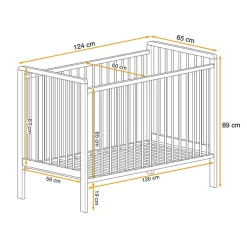 Garnero Arredamenti Letti Per Bambini E Ragazzi|Letti Per Bambini E Ragazzi-Lettino con materasso bambini neonati culla cassetto 65x124cm bianco Destiny