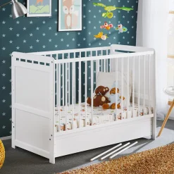 Garnero Arredamenti Letti Per Bambini E Ragazzi|Letti Per Bambini E Ragazzi-Lettino con materasso bambini neonati culla cassetto 67x124cm bianco Magic