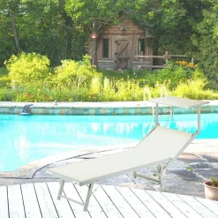 Garnero Arredamenti Lettini Da Giardino-Lettino da giardino 59x186cm in textilene Malaga Beige