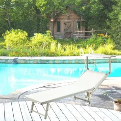 Garnero Arredamenti Lettini Da Giardino-Lettino da giardino 59x186cm in textilene Malaga Bianco