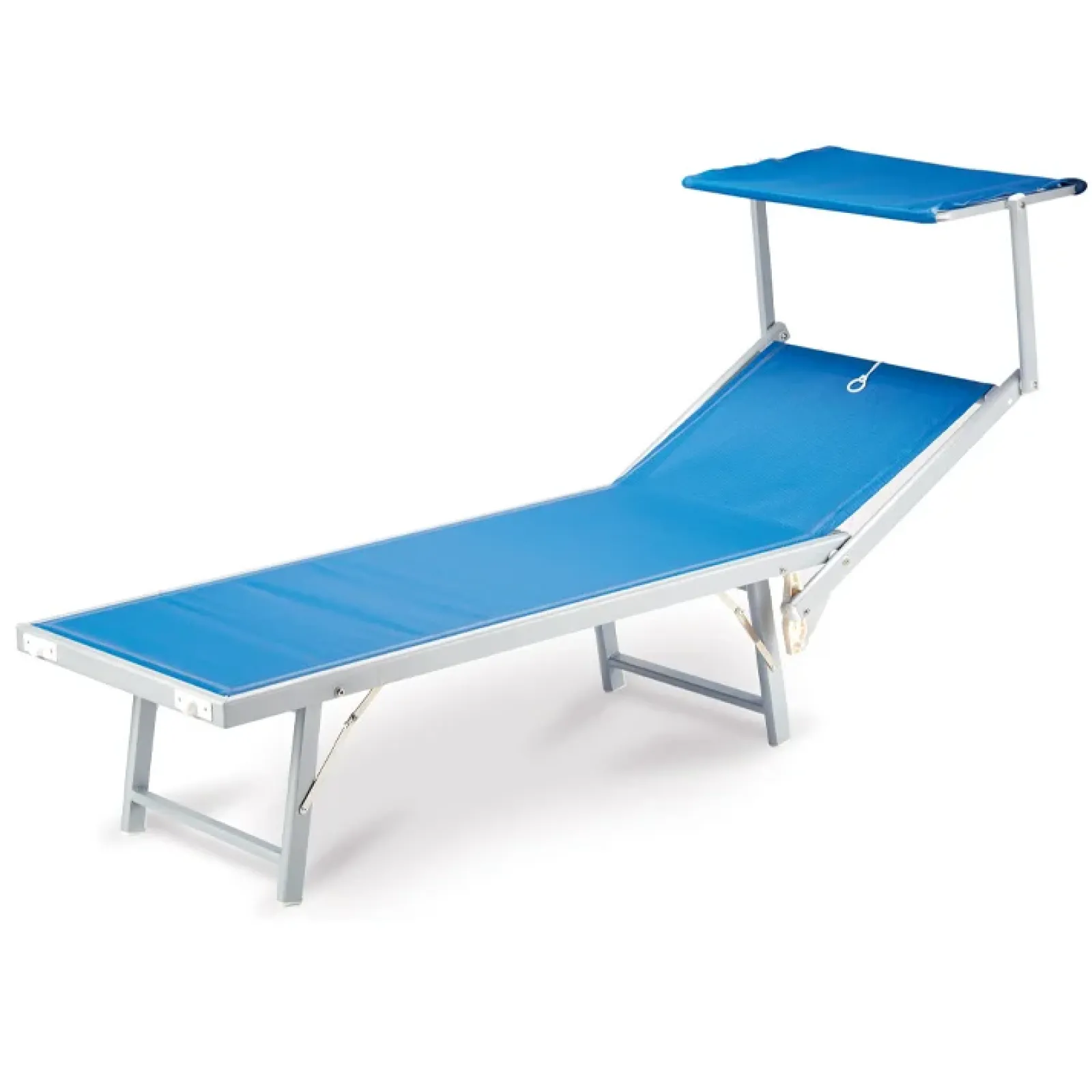 Garnero Arredamenti Lettini Da Giardino-Lettino da giardino 59x186cm in textilene blu Malaga Azzurro