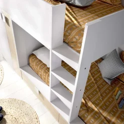 Garnero Arredamenti Letti A Castello|Letti A Castello-Letto a castello con armadio 275x106cm bianco rovere Clark