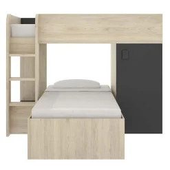 Garnero Arredamenti Letti A Castello|Letti A Castello-Letto a castello per bambini con armadio 255x112cm rovere grafite Sole Rovere - Grafite