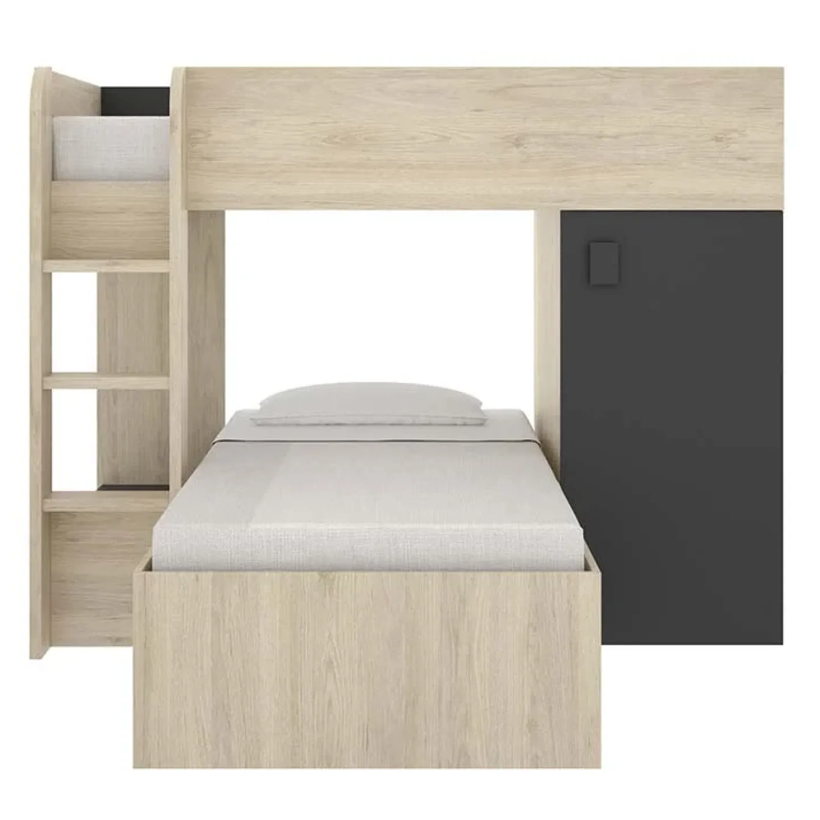 Garnero Arredamenti Letti A Castello|Letti A Castello-Letto a castello per bambini con armadio 255x112cm rovere grafite Sole Rovere - Grafite