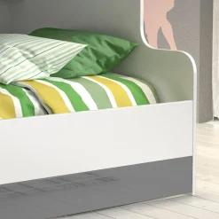 Garnero Arredamenti Letti A Castello|Letti A Castello-Letto a castello per bambini 254x120cm bianco grigio Enrico Gihome® Bianco Lucido - Grigio