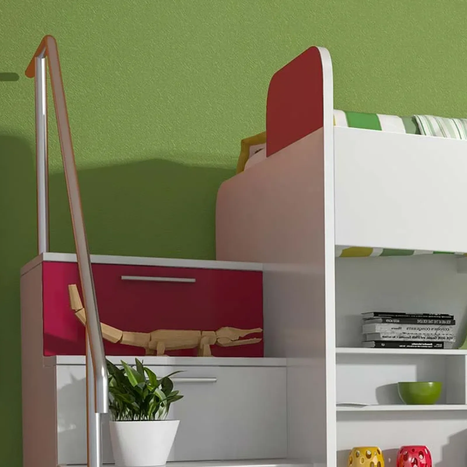 Garnero Arredamenti Letti A Castello|Letti A Castello-Letto a castello per bambini 254x120cm bianco rosa Enrico Gihome® Bianco Lucido - Rosa