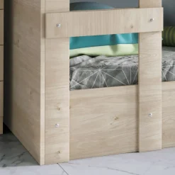 Garnero Arredamenti Letti A Castello|Letti A Castello-Letto a castello 205x96cm con cassettiera e mensola rovere Lorenzo Gihome®