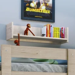 Garnero Arredamenti Letti A Castello|Letti A Castello-Letto a castello 205x96cm con cassettiera e mensola rovere Lorenzo Gihome®