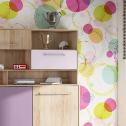 Garnero Arredamenti Letti A Scomparsa|Letti Singoli-Letto a scomparsa orizzontale 90x200cm singolo con libreria rovere rosa Alvin Gihome® Rovere - Rosa