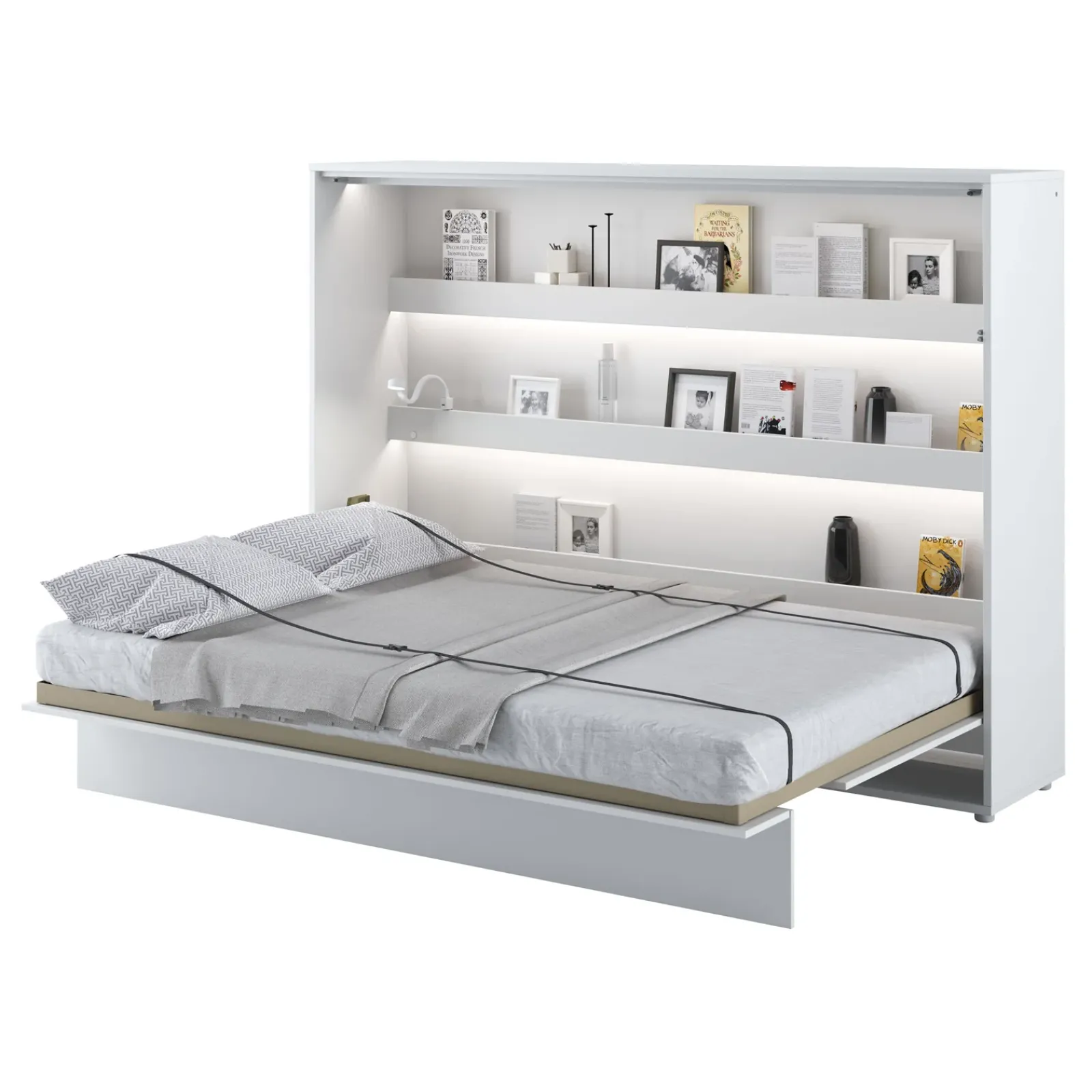 Garnero Arredamenti Letti A Scomparsa|Letti Matrimoniali-Letto a scomparsa orizzontale 160x200 cm matrimoniale bianco Camelio