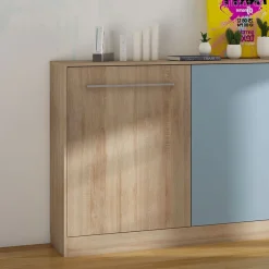 Garnero Arredamenti Letti Per Cameretta|Letti A Scomparsa-Letto a scomparsa orizzontale 90x200cm singolo rovere blu Alvin Gihome® Rovere - Blu