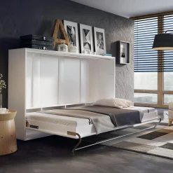 Garnero Arredamenti Letti A Scomparsa|Letti Piazza E Mezza-Letto a scomparsa orizzontale 120x200 cm una piazza e mezza bianco Chimera