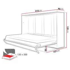 Garnero Arredamenti Letti A Scomparsa|Letti Piazza E Mezza-Letto a scomparsa orizzontale 120x200 cm una piazza e mezza bianco Chimera